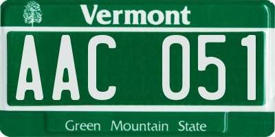 VT license plate AAC051