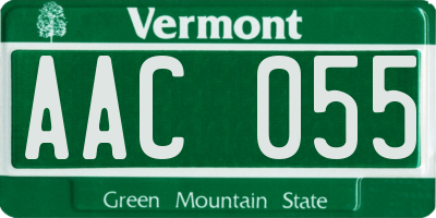 VT license plate AAC055