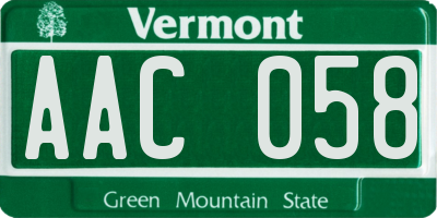 VT license plate AAC058