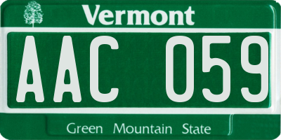 VT license plate AAC059