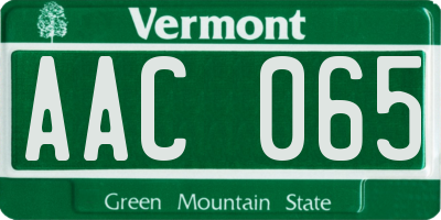 VT license plate AAC065