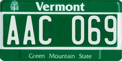 VT license plate AAC069