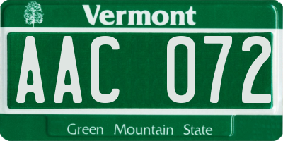 VT license plate AAC072