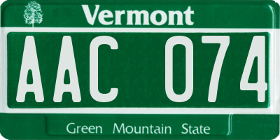 VT license plate AAC074