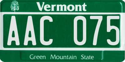 VT license plate AAC075