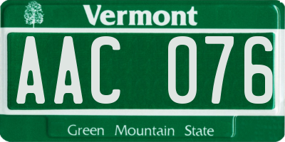 VT license plate AAC076