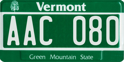 VT license plate AAC080