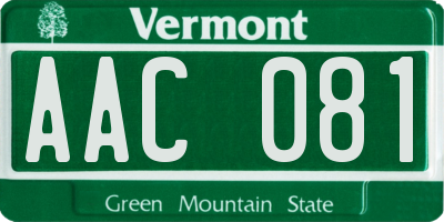 VT license plate AAC081