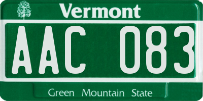 VT license plate AAC083