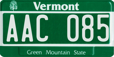 VT license plate AAC085