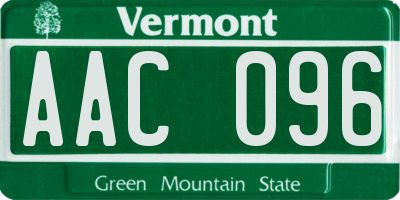 VT license plate AAC096