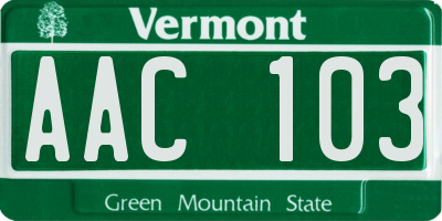 VT license plate AAC103