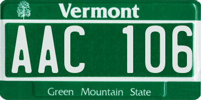 VT license plate AAC106