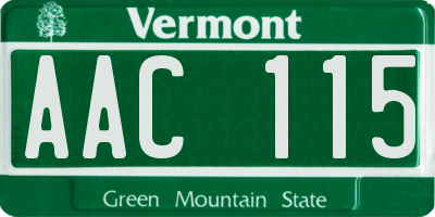 VT license plate AAC115