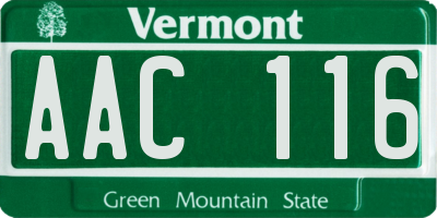 VT license plate AAC116