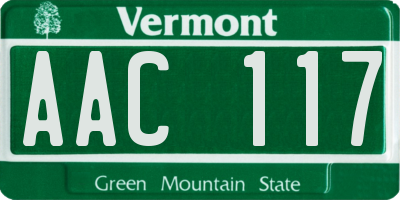 VT license plate AAC117