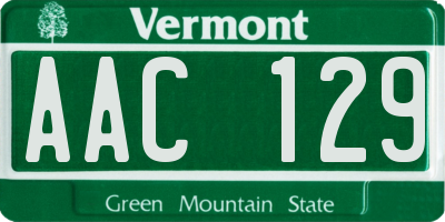 VT license plate AAC129