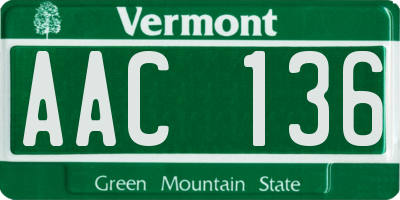 VT license plate AAC136