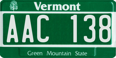 VT license plate AAC138