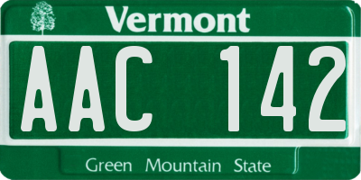 VT license plate AAC142