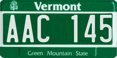 VT license plate AAC145