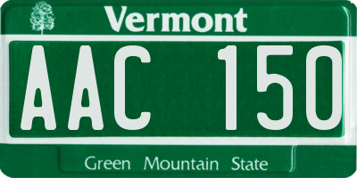 VT license plate AAC150