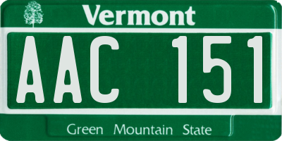 VT license plate AAC151