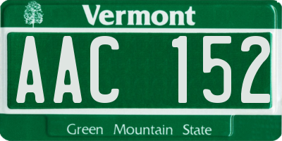 VT license plate AAC152