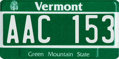 VT license plate AAC153