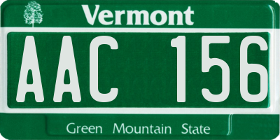 VT license plate AAC156