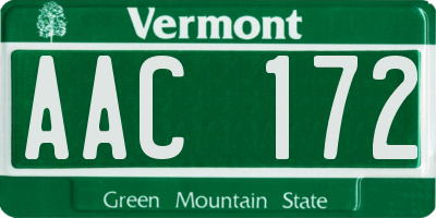 VT license plate AAC172