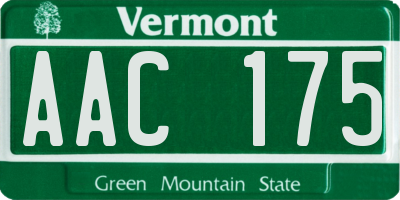 VT license plate AAC175