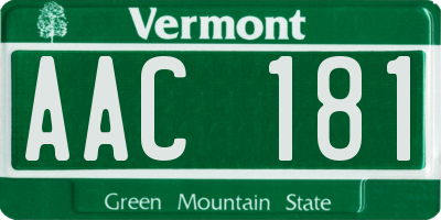 VT license plate AAC181