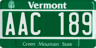 VT license plate AAC189