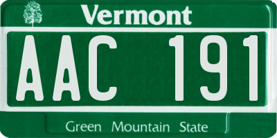 VT license plate AAC191