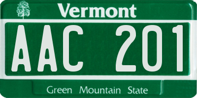 VT license plate AAC201