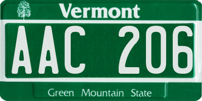 VT license plate AAC206