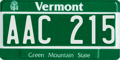 VT license plate AAC215