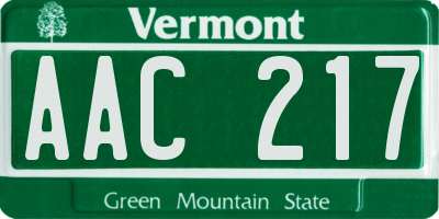 VT license plate AAC217