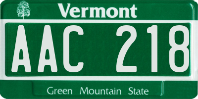 VT license plate AAC218