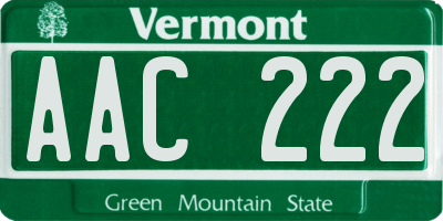 VT license plate AAC222