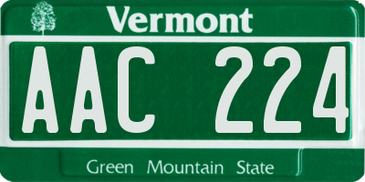 VT license plate AAC224