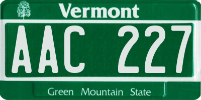 VT license plate AAC227