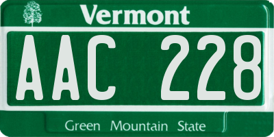 VT license plate AAC228