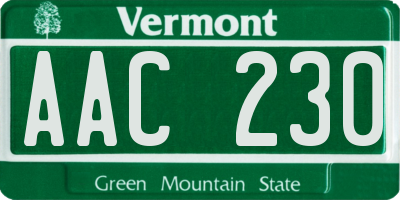 VT license plate AAC230