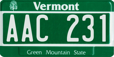 VT license plate AAC231