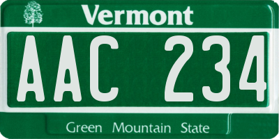 VT license plate AAC234