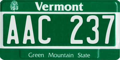 VT license plate AAC237