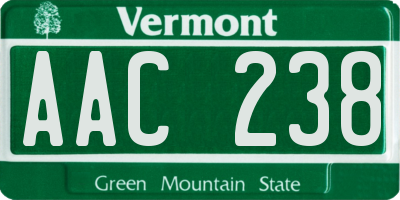 VT license plate AAC238