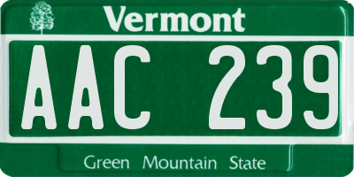 VT license plate AAC239